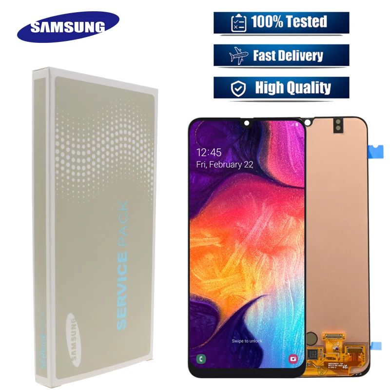 AMOLED A50 lcd для samsung galaxy A50 A505F/DS A505F A505FD A505A дисплей кодирующий преобразователь сенсорного экрана в сборе Замена