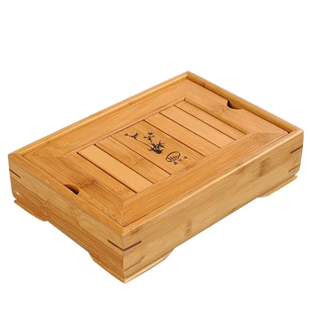 

27*18cm 100% Natural Bamboo Gong Fu Tea Set Tray Tea Table Serving Tray Cha Pan Teapot Trivets