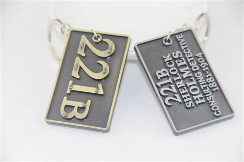 

ZRM Fashion Jewelry Sherlock Holmes Keychain Sherlock 221B Keychains Consulting Detective Key Ring Chain Holder for Fans Souven