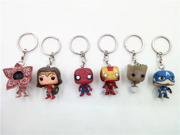 

Haocaitoy Keychain 1 Spider-man Ironman Groot Wonder Woman Captain America Cannibal flower Keychains 1 PVC