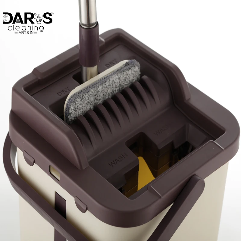 

Flat Squeeze Stainless Steel EasyWring Microfiber Mop and Bucket System for Floor Cleaning with 4 or 10 pieces Flat Mop Heads
