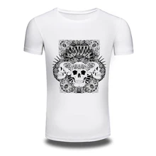 DY-199 New Shirts O-Neck Skull Printed Pop-T Shirt Tops Cotton White Fashion Large Slim T Shirt Size M-XXXL