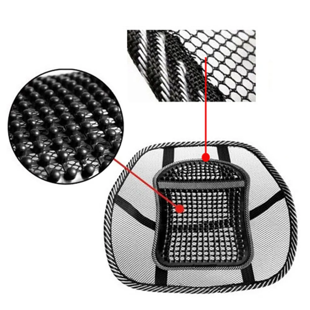 Поясная подушка для автомобильного сидения, сетчатая ткань, большие массажные бусины, арматура, автомобильное сиденье, Офисная подушка для дома, офиса, поясничная Подушка для спины