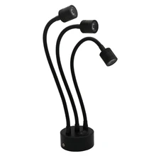 Подзарядка гибкая светодиодная лампа для шкафа, 3 головная ламповая лампа для батареи, 3 Вт 9 Вт переключатель настольная, потолок, стекло аварийный дисплей точечная лампа