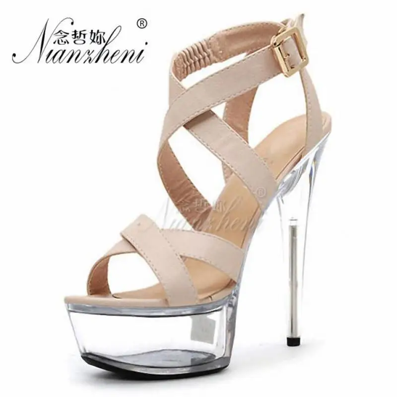 

Crystal The Bride Wedding Sandals Classic Lady's Stage Shoes Clear 6 Inch Fashion 15cm Sexy Ultra High Heels Performance Sandals
