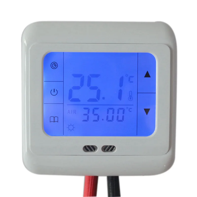 16А цифровой сенсорный экран термостат для подогрева пола комнатный термостат контроль температуры автоматический контроль с ЖК-подсветкой - Цвет: Синий