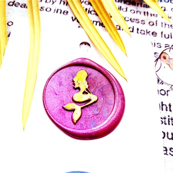 

Wax Seal Stamp - 1pcs 25mm Round Mermaid Metal Stamp / Wedding Wax Seal Stamp / Sealing Wax Stamp