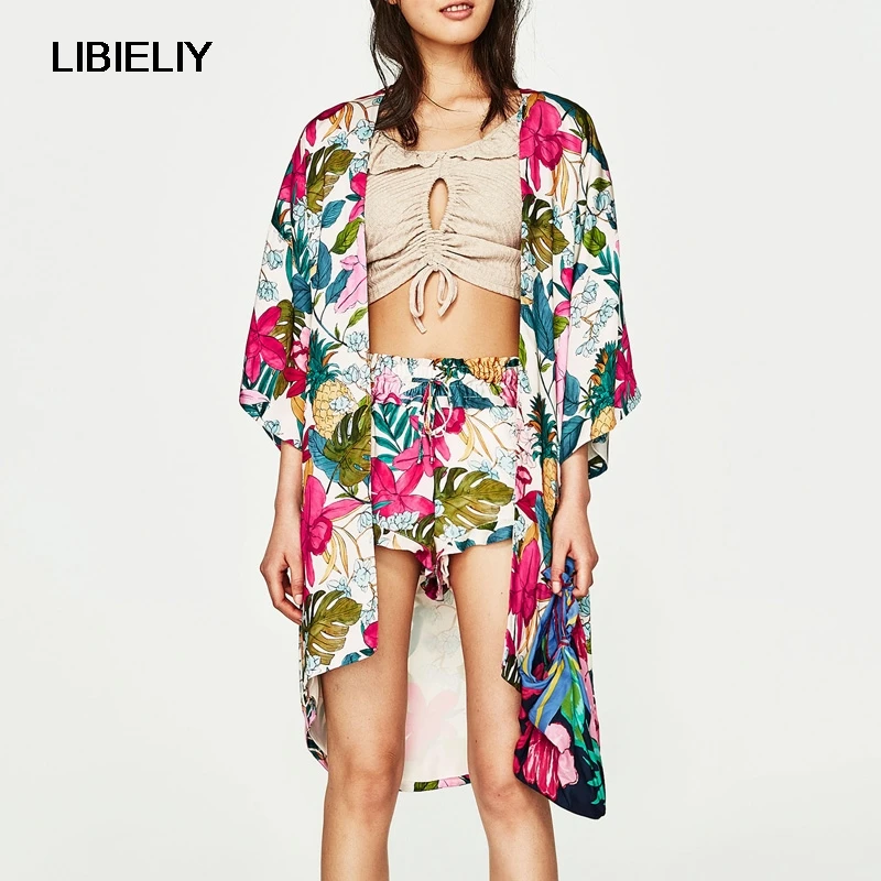 Floral Printed Open Stitch Jacket Women Nice Spring Autumn Loose Bell Sleeve Long Jackets Vintage Kimono Female | Женская одежда