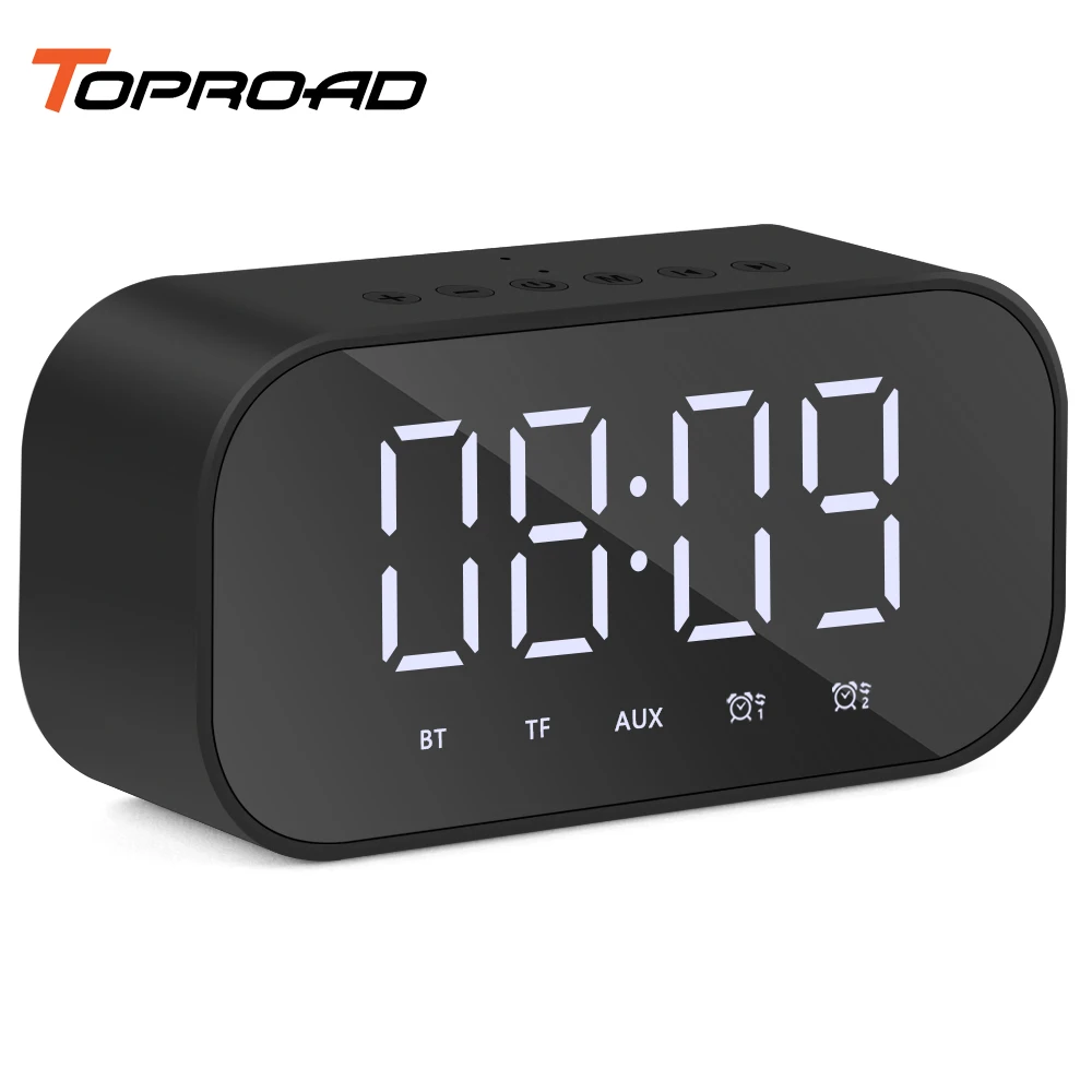

TOPROAD Portable Bluetooth Speaker Wireless Stereo Music Player Support LED Display Digital Alarm Clock TF card AUX Handsfree