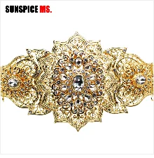 SUNSPICE-MS, элегантный металлический пояс, стразы, для женщин, золотой, серебряный цвет, Дубай, свадебные украшения, Morocco body chain