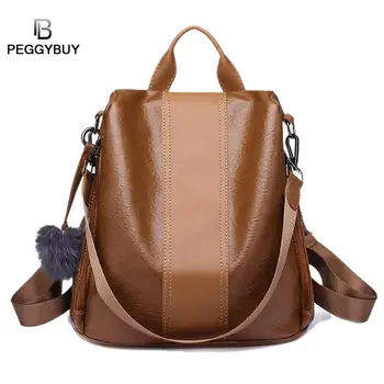 

New Fashion Casual PU Women Anti-theft Backpack 2019 Hight Quality Vintage Backpacks Female Rucksack Larger Capacity Schoolbag