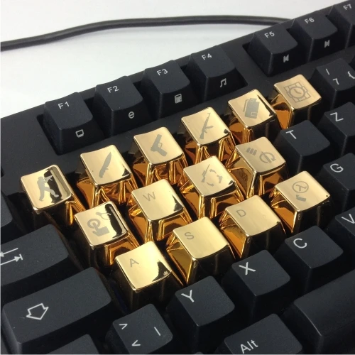 CS 14key golden keycaps for the mechnical keyboards Metal game Keycaps