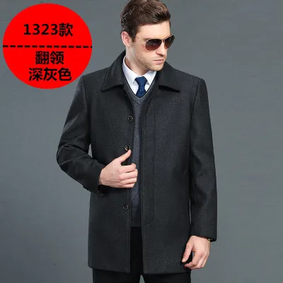 Мужской на осень-зиму шерсть верхняя одежда шерстяное пальто большие размеры утолщение средней длины плюс бархат пальто Abrigo де Лана Casaco de la - Цвет: Style17