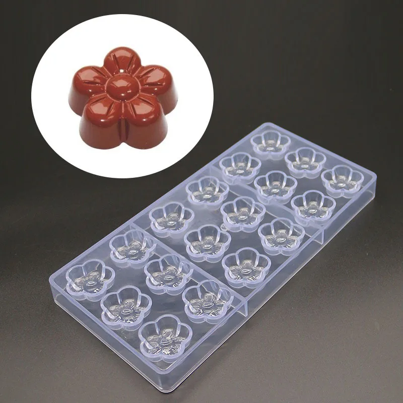 

18 Even Plum Flower Mold Food Grade Hard Plastic Chocolate Mold Diy Jelly Candy Bar Mould Creative Cake Decorating Tools