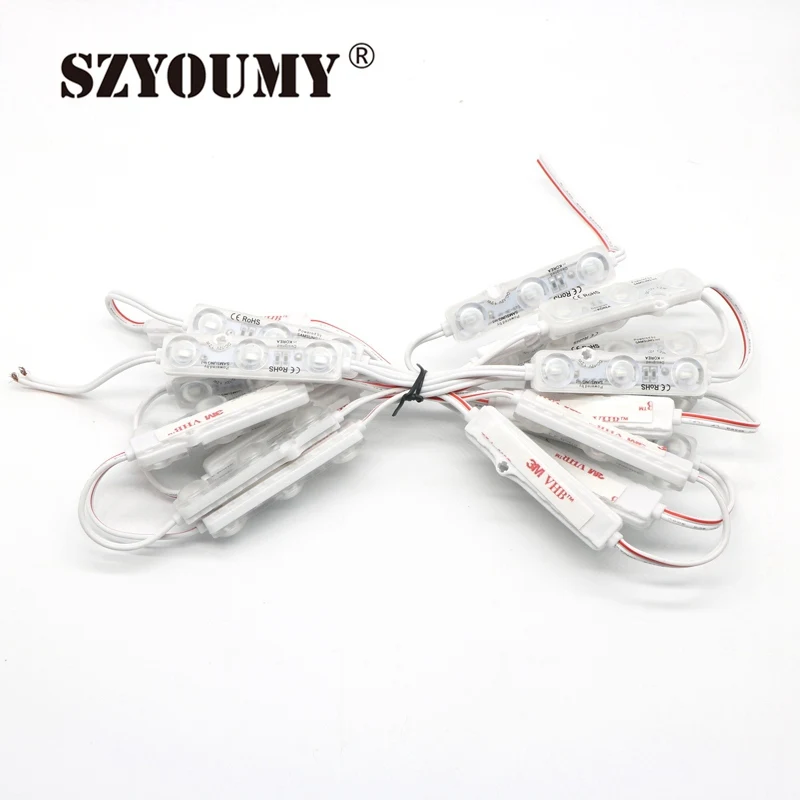 SZYOUMY Super Bright 5730 Led Module Light Advertising Lamp 1.5W 3 Leds Sign Backlights 12V IP68 Waterproof Cool White Red Blue