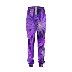 Прямая доставка новые модные брюки унисекс горячая Распродажа 3D фиолетовый печать листьев Для мужчин \ Для женщин Свободные повседневные