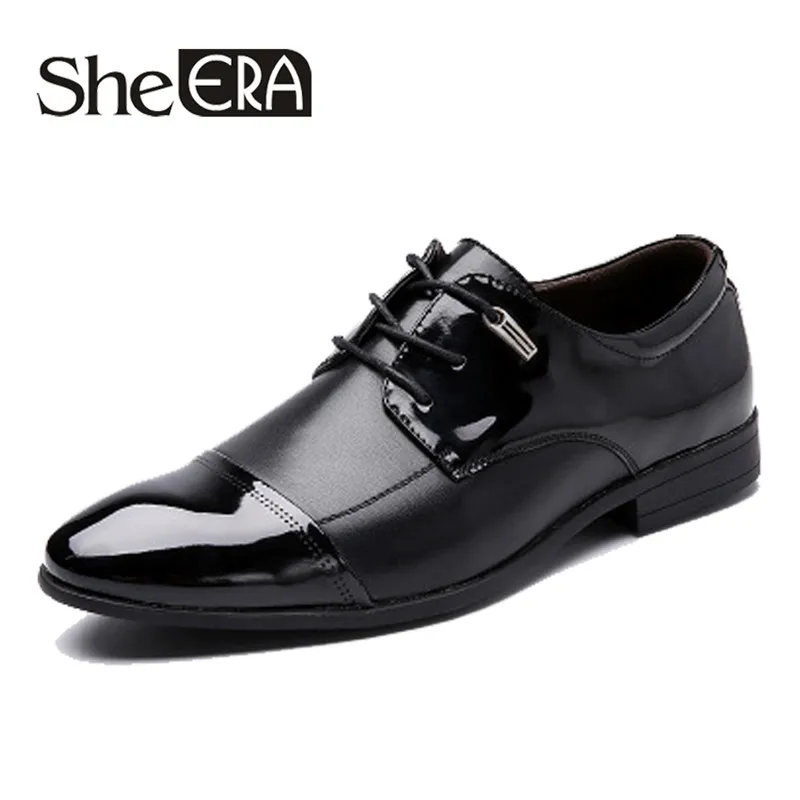 

New Fashion Men Shoes 2018 Men Formal Dress Shoes Oxford Men Leather Shoes Lace-Up Pointed Toe British Style Men Shoes SIZE 47