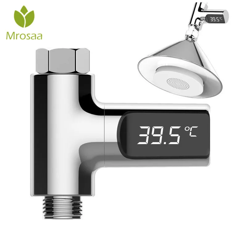 

LED Display Water Shower Thermometer Self-Generating Electricity Water Temperture Meter Monitor Smart Meter for Shower Faucet