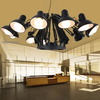 

American Retro Industrial Wind Retractable Iron Spider Chandelier Creative Office Clothing Shop Bar Restaurant Light AC110-240V