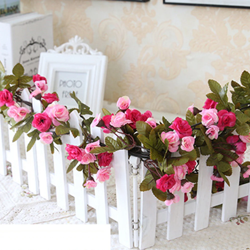 230cm Artificial Flower Silk Rose Ivy Vine With Green Leaves Hanging Wall Garland Garden DIY Party Wedding Arch Decor Decoration 230cm Artificial Flower Silk Rose Ivy Vine With Green Leaves Hanging Wall Garland Garden DIY Party Wedding Arch Decor Decoration