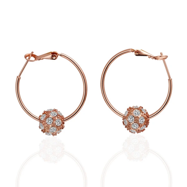 

Crystal Ball Jewelry Earring Rose Gold-Color Stud Earrings For Women Bijoux Max Brincos Clip On Ear Cuffs Earings Fashion E009