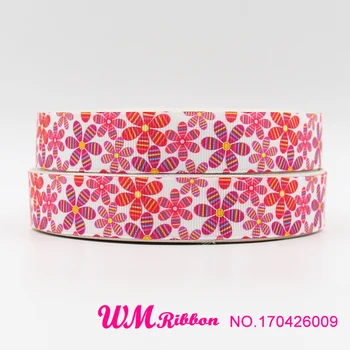 

Q&N OEM ribbon 7/8inch 22mm 170426009 flower printed grosgrain ribbon 50yds/roll free shipping for headband hair tie