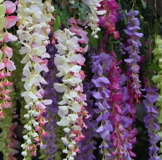 

50pcs Elegant Artificial Silk Flowers Wisteria Rattan Romantic Wedding Centerpieces Decorations Bouquet Garland Shooting Props