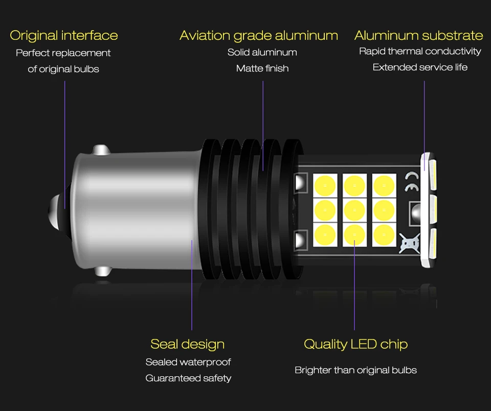 LDRIVE 2 шт. T15 W16W T20 1156 светодиодный обратный лампочки Canbus 3030SMD Выделите светодиодный резервный Подсветка лампа стробовспышки DC12-16V