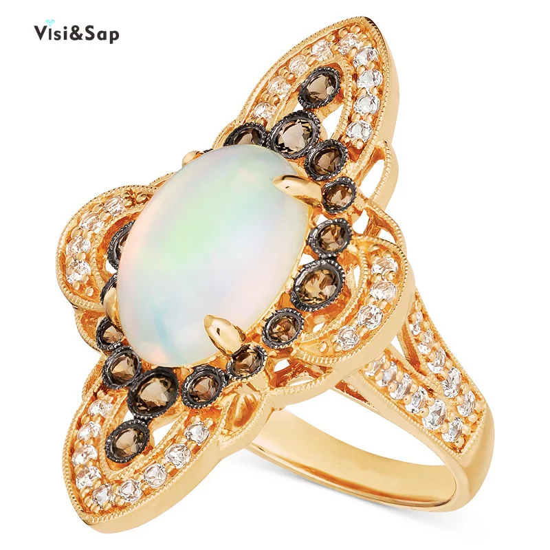 

Visisap Vintage Mysterious Ladies Moon Stone Ring for Women Yellow Gold Color Rings Party Anniversary Factory Supplies B1476