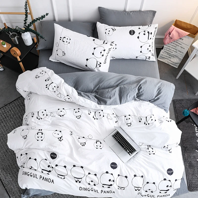 

Cartoon panda cute bedding sets comfortable duvet cover pillow cases soft quilt cover twin full queen king size bedclothes