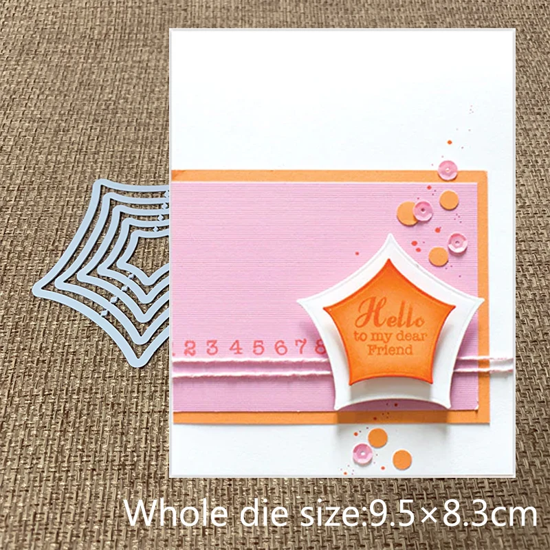 

New Design Craft Metal Cutting Dies 5pcs Pentagonal star shape frame Scrapbooking Album DIY Paper Card Craft Embossing Die Cuts