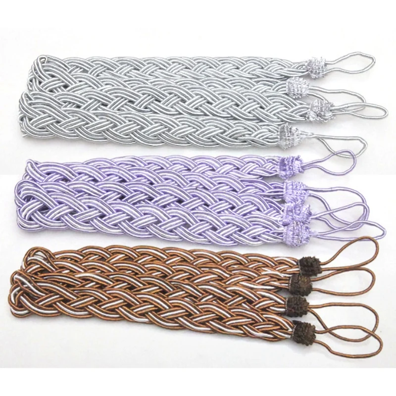

1 Pair Window Rome Curtain Cord Rope Buckle Tiebacks Braided Tie Back 8 Colors