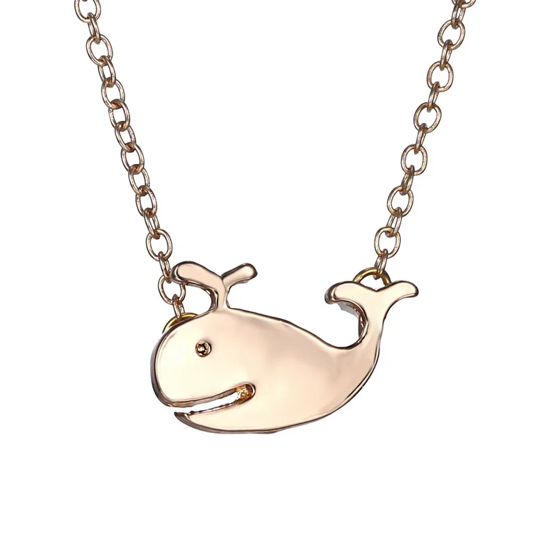 

Cute Silver Gold Plated Smooth Dolphin Slide Pendant Necklace Simple Summer Women Colar Pretty Jewelry Gift