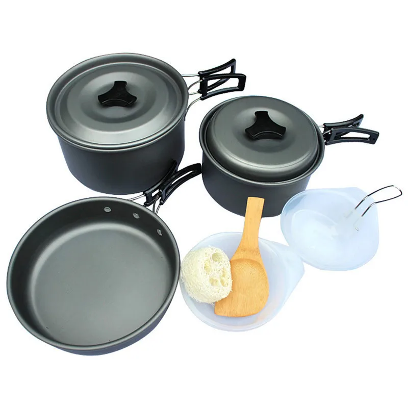 

Outdoor Tableware for Trekking Camping Cookware Travel Backpack Cooking Utensils Non Stick Picnic Pot Pan Set Camping Equipment