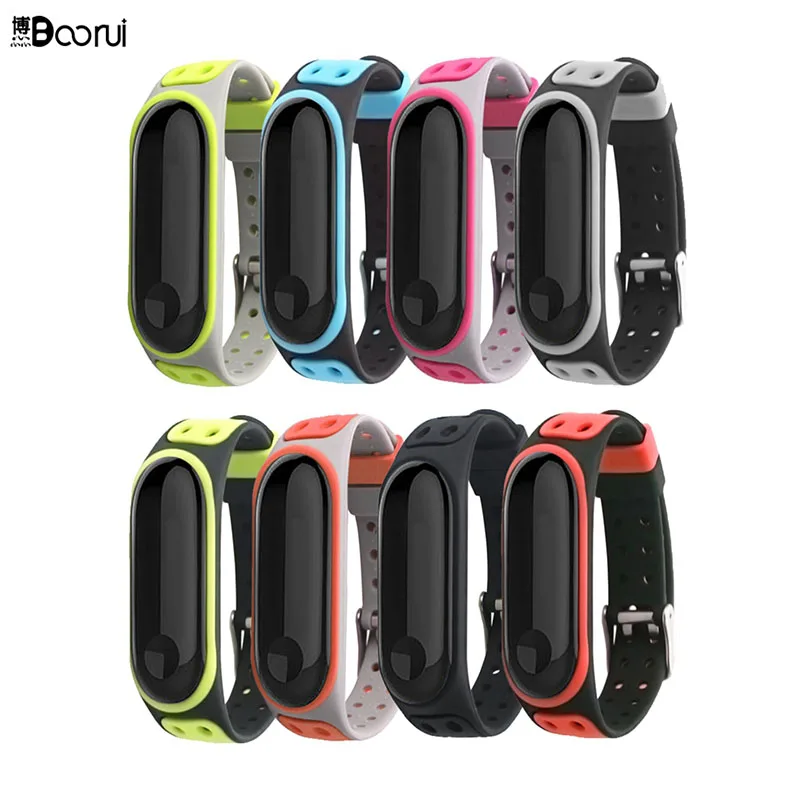 

Boorui mi 3 strap comfortable silicone miband 3 strap for xiaomi miband 3 accessories with fashional colors and special buckle