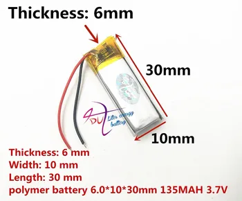 

Polymer 601030 3.7V 601230 135mah Bluetooth Bracelet Pen Camera Self Timer lithium battery manufacturers