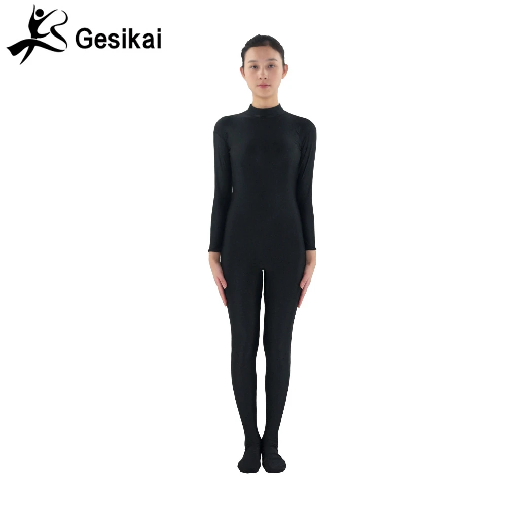 

24 Hrs Shipped Out Women Unitards Black Long Sleeves Turleneck Unitard Footed Bodysuit Womens Yoga Dancewear Fitness Suits