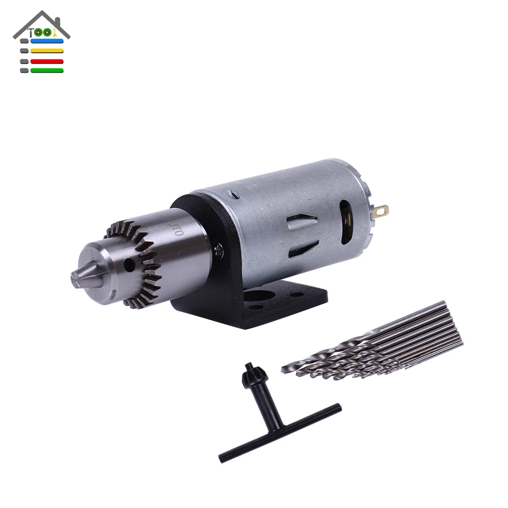 Mini Mirco Electric PCB Motor Drill Press Drilling Bit Tools Twist Drill DC12V 