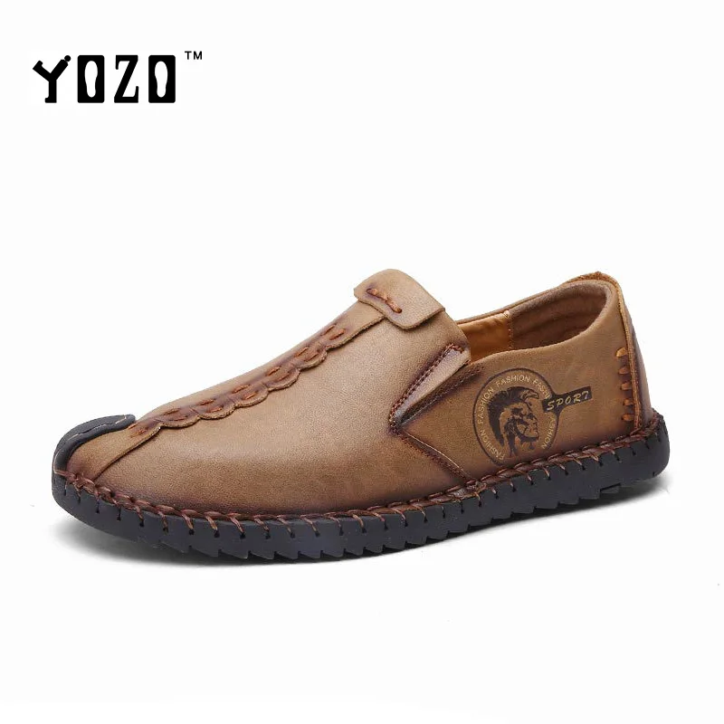 

YOZO Men Shoes Fashion Genuine Leather Slip On Breathable Casual Shoes High Quality Flat Leisure Brand Shoes Men Zapatos Hombre