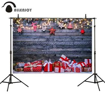 

Allenjoy background photography backdrops gifts wooden wall stars lights Christmas decoration indoor photocall camera photophone