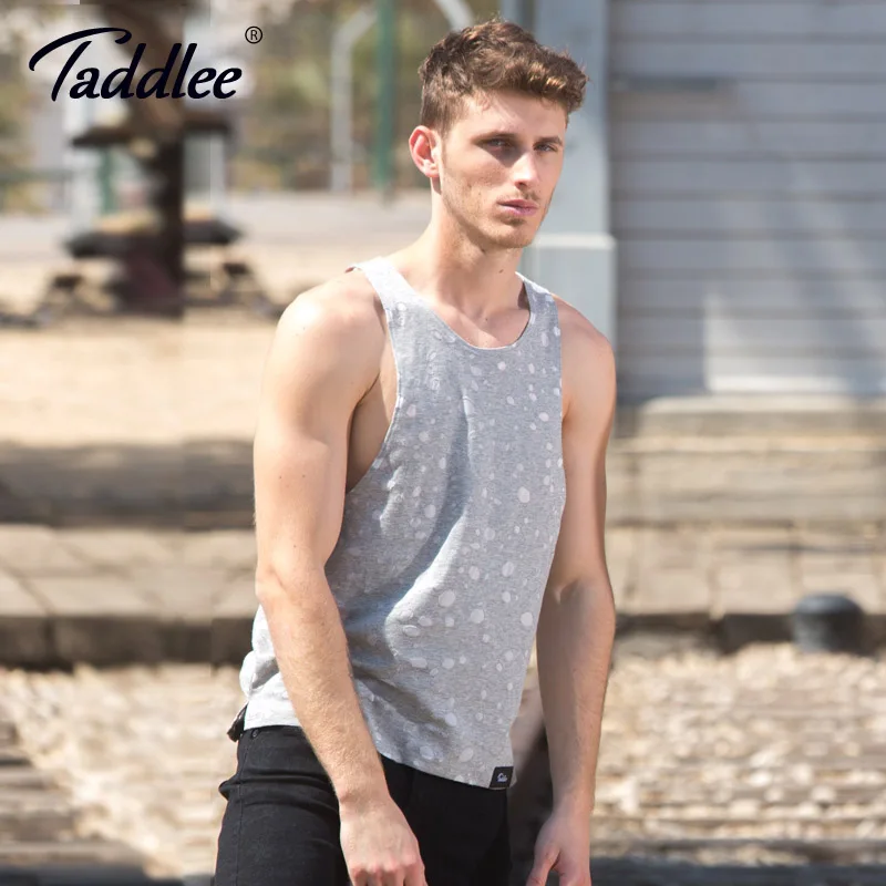 Taddlee брендовая модная мужская майка на бретельках Мягкая стильная одежда футболки одежда Бодибилдинг Твердые майки повседневные