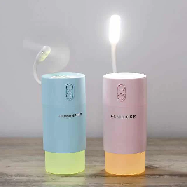 

Mini Air Humidifier Essential Oil Diffuser with USB Led Light and Mini Fan Mist Maker Fogger Electric Car Aroma Diffuser 400ml