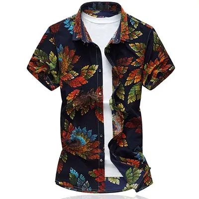 LONMMY plus size6XL, летняя мужская рубашка, платье, camisa social masculina, брендовая одежда, мужские рубашки, облегающие Блузы с коротким рукавом - Цвет: D8811