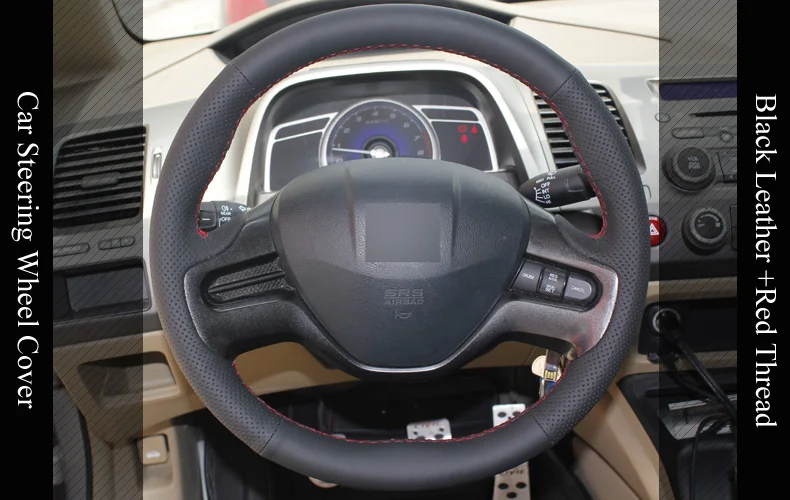 LQTENLEO черная искусственная кожа ручная прошитая крышка рулевого колеса автомобиля для Honda Civic старый Civic 2006-2009