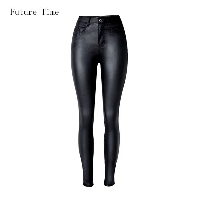 US $17.09 2019 Fashion Women Jeansfitting High Waist slim Skinny woman JeansFaux leather jeansstretch Female 