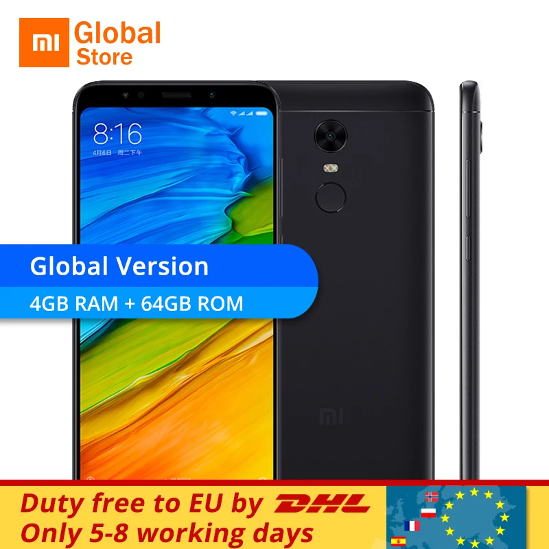 Глобальная версия Xiaomi Redmi 5 плюс 4 ГБ 64 Встроенная память мобильного телефона