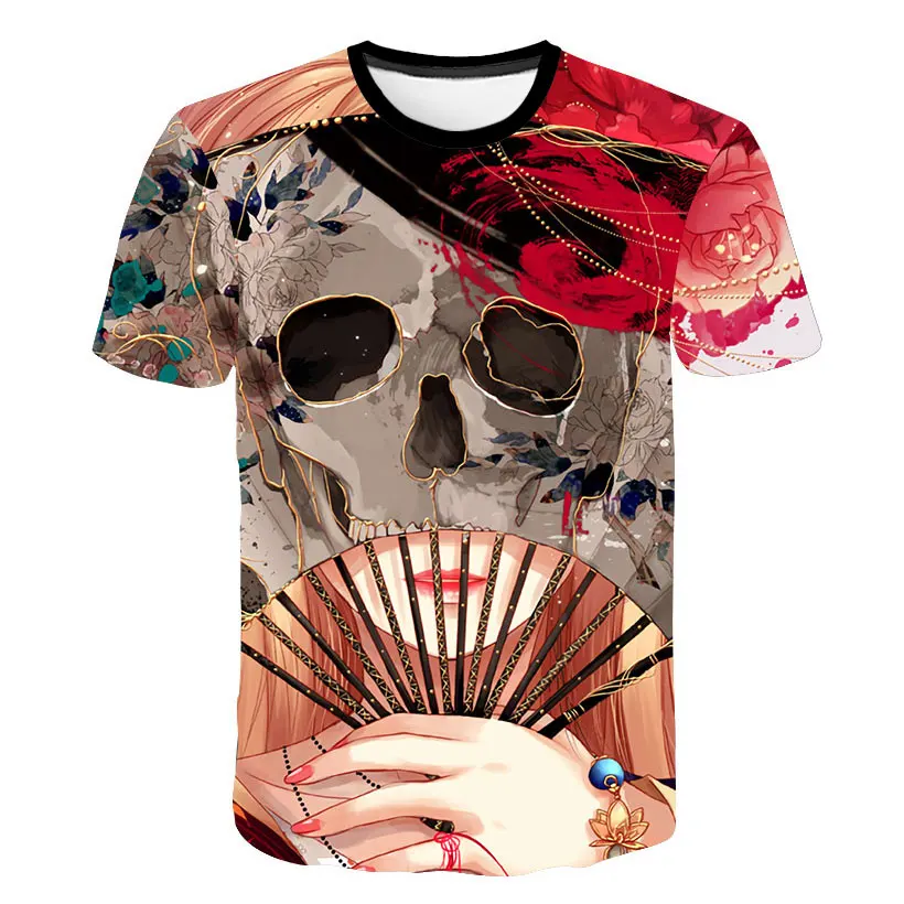 

Summer Style New Fashion men Women Print Punisher Skull 3D Tshirt Black Short Sleeve T-Shirt Crewneck Hip Hop Shirt Unisex Tops