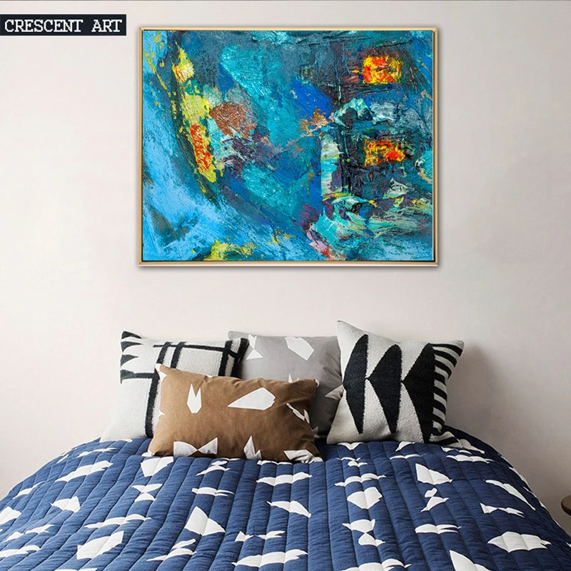 2017 Summer Ocean Navy Blue Modern Art Poster Abstract Wall Picture