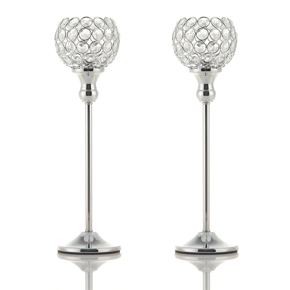 

Crystal Tealight Candle Holders Glass Metal Candlesticks Christmas Halloween Decoration for Home Wedding Table Centerpieces