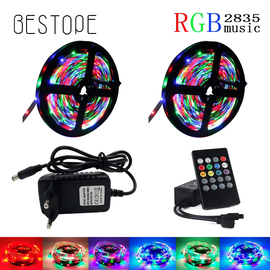 #cheap 5M 10M 15M 2835 led strip light Waterproof RGB strip led ribbon diode tape Flexible strip with music remote and DC 12v adapter